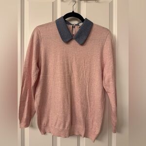 J. Crew women’s Pink Sweater with Blue Collar